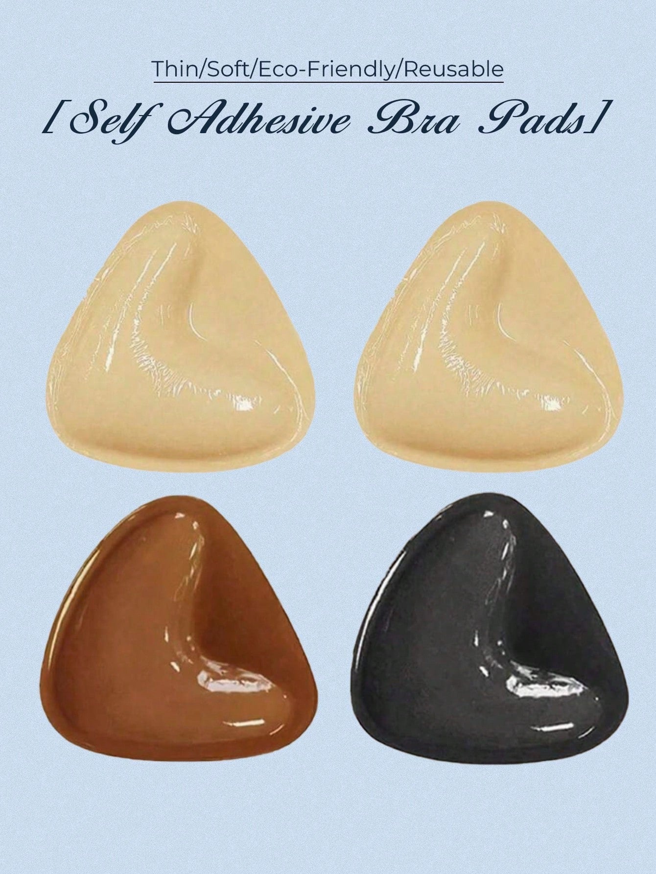 1 Pair Double-Sided Adhesive Push-Up Bra Pads – Breathable Silicone Triangle Inserts, Waterproof, Reusable & Invisible for Swimsuits, Bras & Dresses