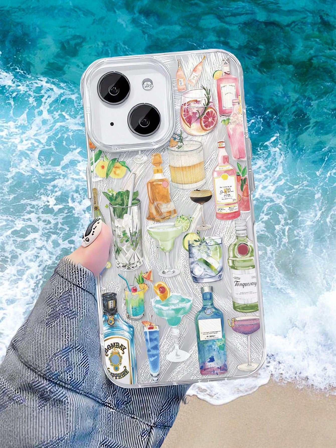 1Pc Transparent TPU Phone Case with Assorted Cocktail Patterns, Anti-Fingerprint, Compatible with Iphone Models: Iphone, Iphone 11, Iphone 14 Pro Max, Iphone 13 Pro, Iphone 15/15 Plus/15 Pro/15 Pro Max/12/12 Pro/12 Pro Max/14/14 Pro/13 Pro Max