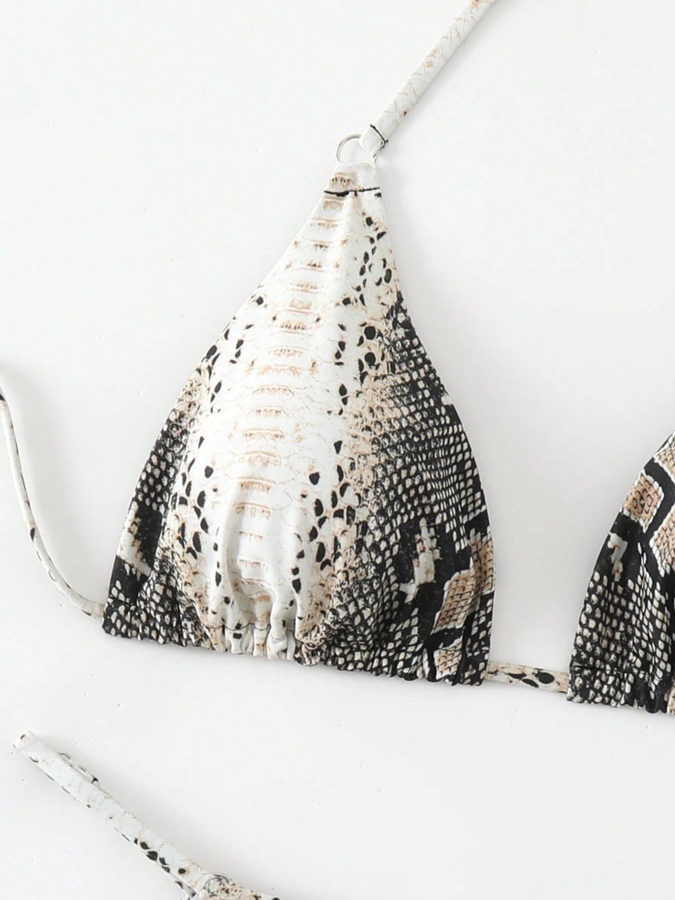 Swim Vcay 2Pcs Women Snakeskin Print Halter Tie Sexy Bikini Set, Beach Vacation 2025 Summer
