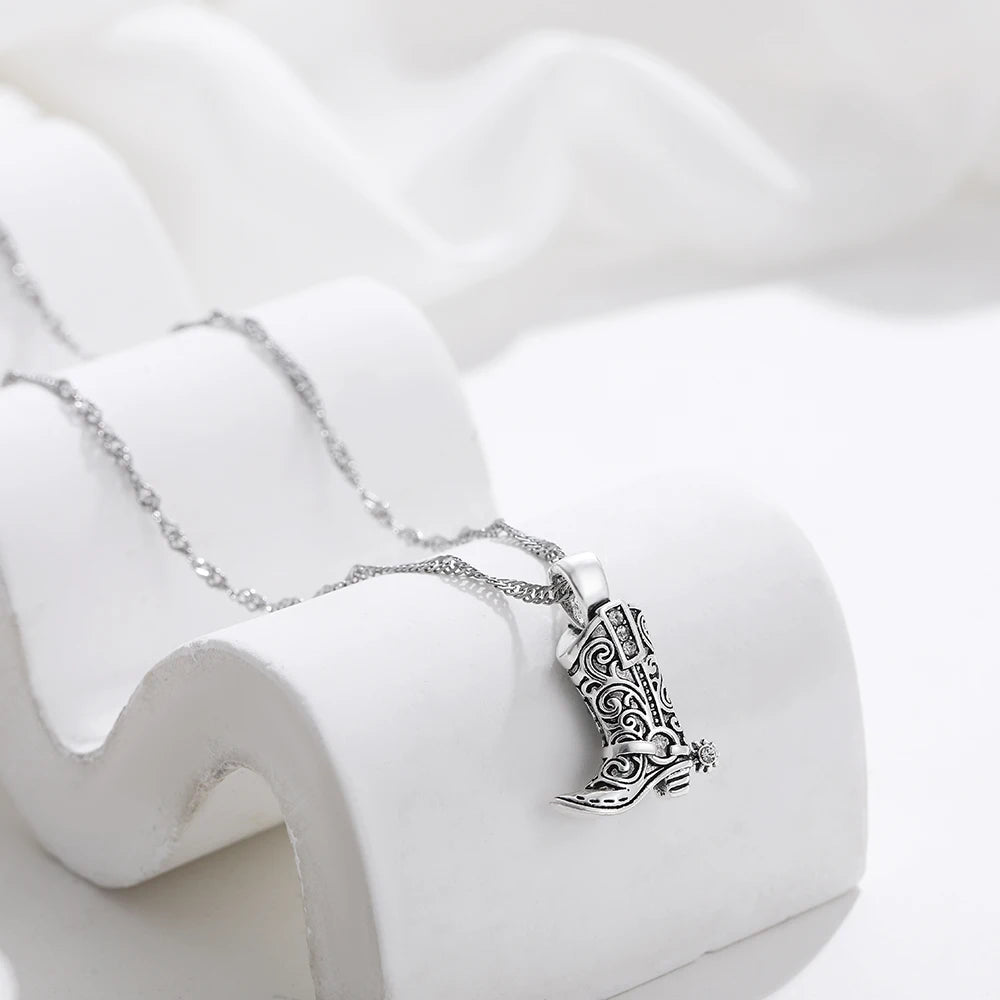 Punk Hiphop Western Cowboy Boots Necklace for Women Vintage Gold Plated CZ Link Chains Collar Necklaces Girls Gifts