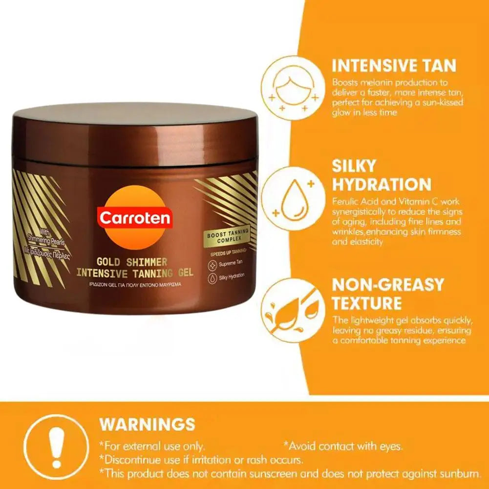 Carroten Intensive Tanning Gel Golden Shimmer Tanning Gel - Sunless Tanning Lotion Natural Tan Glow Beauty Darkening Gel