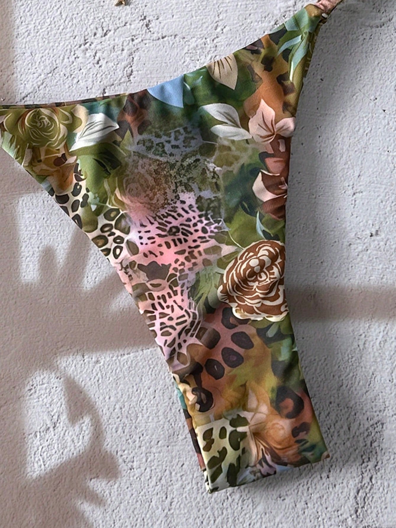 Swim Vcay Women Animal Print Splice Random Starfish Metal Pendant Spaghetti Strap Sexy Bikini Swimwear Set, Summer Beachwear