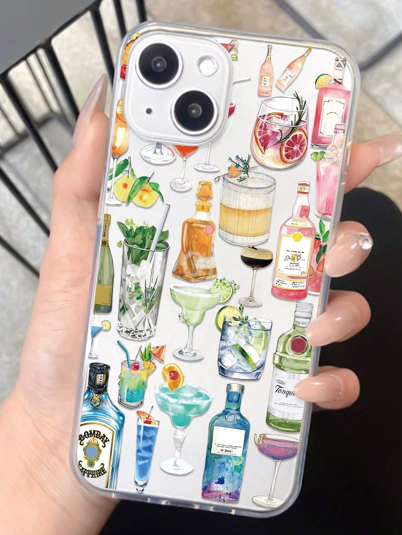 1Pc Transparent TPU Phone Case with Assorted Cocktail Patterns, Anti-Fingerprint, Compatible with Iphone Models: Iphone, Iphone 11, Iphone 14 Pro Max, Iphone 13 Pro, Iphone 15/15 Plus/15 Pro/15 Pro Max/12/12 Pro/12 Pro Max/14/14 Pro/13 Pro Max