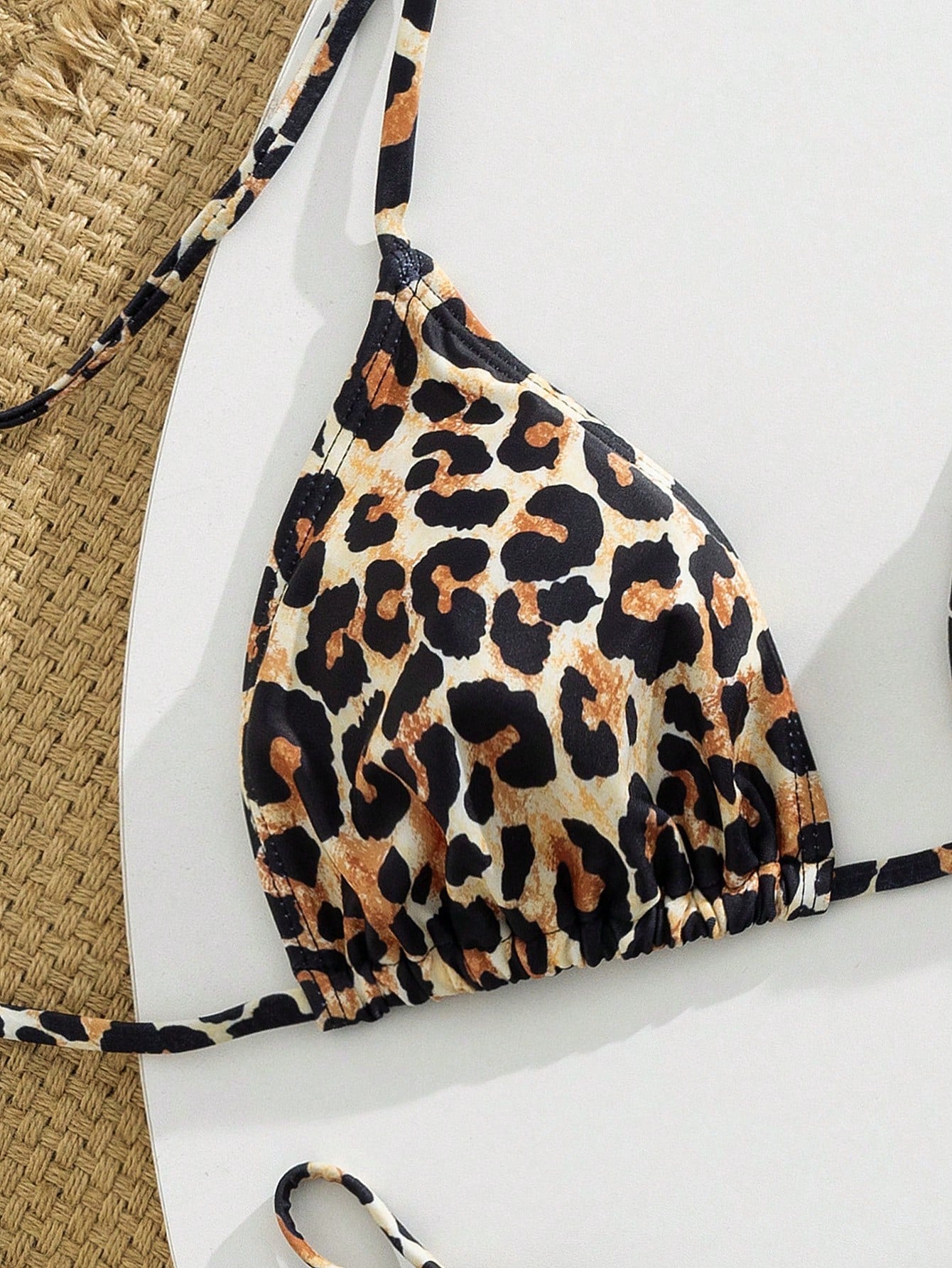 Women'S Leopard Sexy Halter Bikini Swimwear Set with Tied Back, Beach Vacation