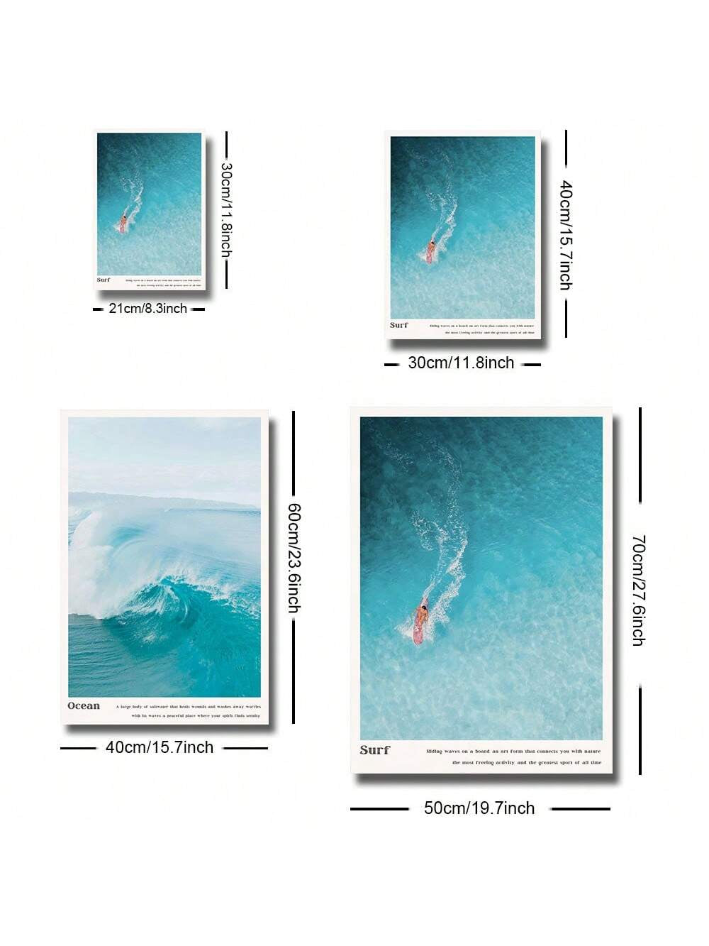 Set of 3 Unframed Tropical Summer Coastal Beach Landscape Canvas Poster Print Ocean Waves Surfing Wall Art Painting Beachy Seascape Picture for College Room,Apartment,Bedroom,Living Room,Minimalist Modern Home Decoration