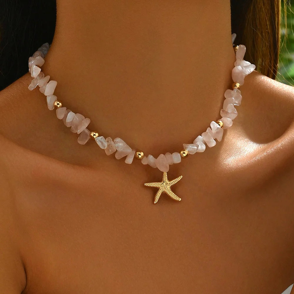 Fashionable Natural Seashell Beaded Necklace Shell Pendant Ocean Inspired Jewelry Choker Suitable for Women Holiday Party Daily