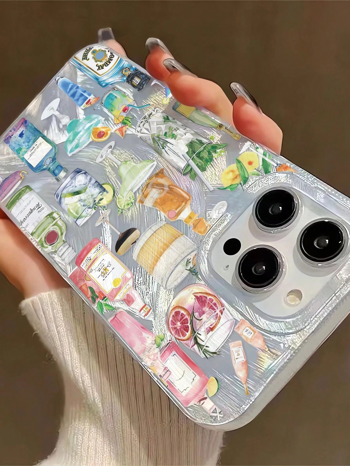 1Pc Transparent TPU Phone Case with Assorted Cocktail Patterns, Anti-Fingerprint, Compatible with Iphone Models: Iphone, Iphone 11, Iphone 14 Pro Max, Iphone 13 Pro, Iphone 15/15 Plus/15 Pro/15 Pro Max/12/12 Pro/12 Pro Max/14/14 Pro/13 Pro Max