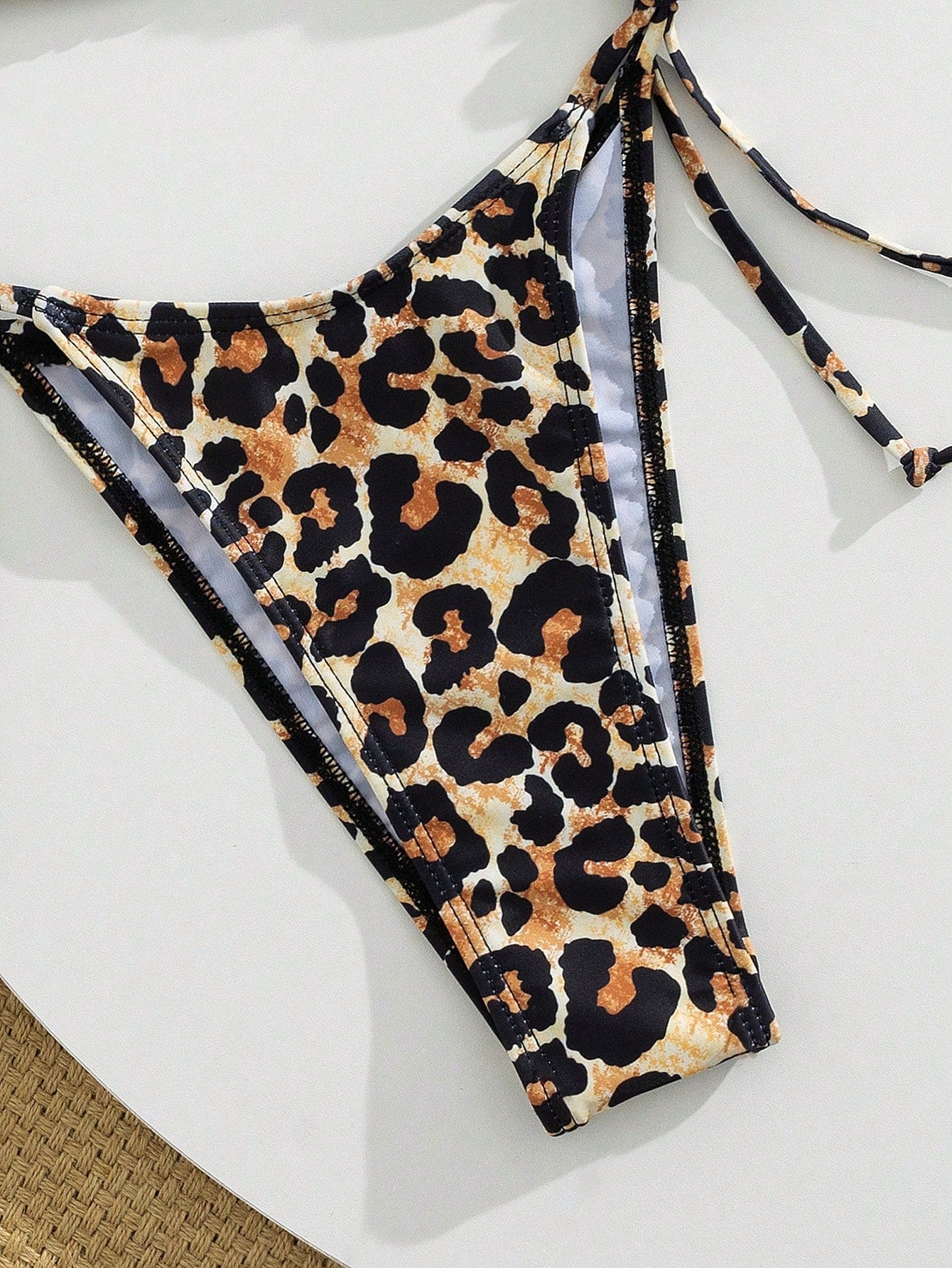 Women'S Leopard Sexy Halter Bikini Swimwear Set with Tied Back, Beach Vacation