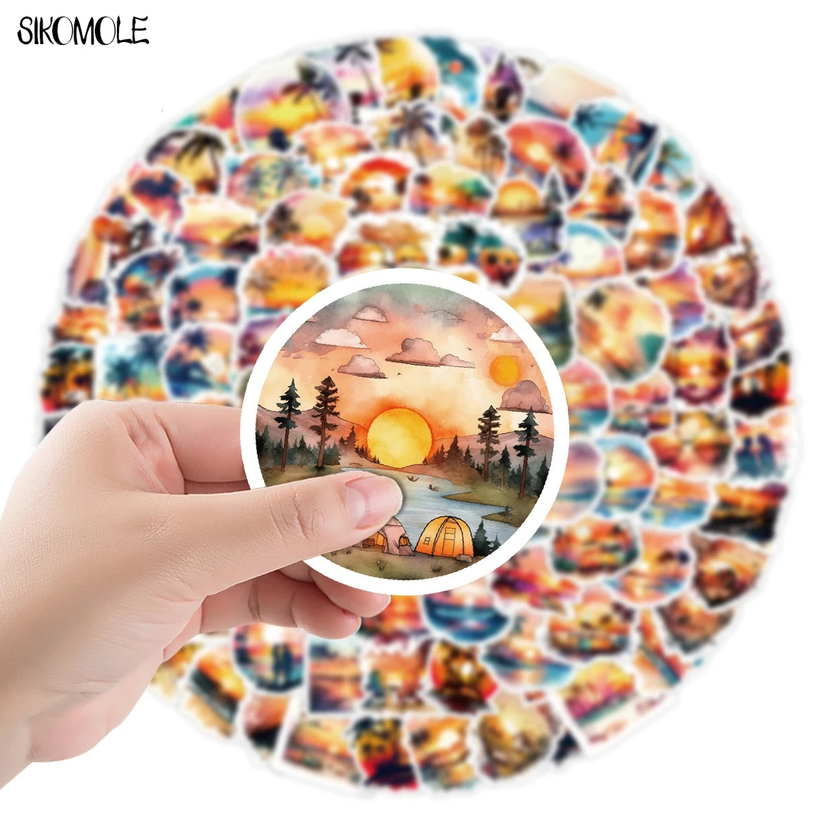 10/30/50/100PCS Sunset Beach Graffiti Stickers Cartoon Setting Sun Travel DIY Toy Kid Guitar Luggage Suitcase Decal Sticker Pack