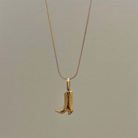 Cowboy Boots, Pendant Necklace for Women, Gold-Plated and Color Preserving Vintage Style Jewelry